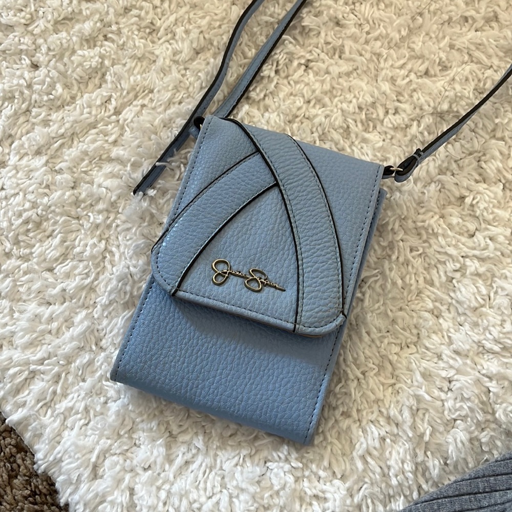 Jessica Simpson Light Blue Pebbled Crossbody Phone Bag